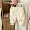 Calça de Algodão Quente para Bebês e Crianças Pequenas 2026 Nova Calça Quente de Desenho Animado de Inverno para Meninas, Calça Longa Acolchoada para Bebê Menina, Classe A