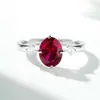 Anel de Prata 925 para Mulheres Modelo de Três Pedras Rubi Diamante de Alto Carbono Aquamarina Banhado a Ouro 18K Anel de Zircônia para Mulheres Atacado