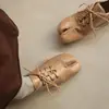 Sapatos Personalizados de Dedos Separados, Sapatos de Couro com Cadarço de Couro Bovino, Novo Estilo Primavera 2026, Sapatos de Couro Genuíno de Bico Redondo Baixo Corte Profundo Casco de Porco para Mulheres
