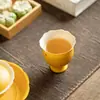 Glacê Mineral de Rocha Amarelo Limão Salpicado de Ouro Caneca de Buquê de Cerâmica Caneca Alta de Chá Caneca Mestra Cor Tradicional Chinesa Feminina Novo Estilo Chinês