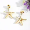 Pendientes de Semillas Hechos a Mano con Forma de Estrella de Mar, Moda Veraniega Europea y Americana, Pendientes Personalizados con Forma de Concha de Estilo Marino Casual Versátiles