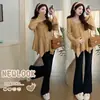 Conjunto de Maternidad 2026 Tejido de Punto de Primavera Moda Diseño Irregular Top de Maternidad Pantalones con Soporte para el Vientre Ligeramente Acampanados