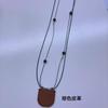 Bolso Mini de Cuerda de Cuero Collar Cadena Larga de Lana Coreana de Alta Gama Diseño Moderno para Llevar Collar Bolsa para Auriculares