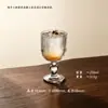 Copo de Vidro Listrado Francês Ins Copo de Champanhe Listrado Vertical Copo para Sorvete de Vinho Tinto Sobremesa Uva Doméstico Copo de Pé Alto