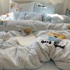 Juego de Cama Azul Estrella Ins de Cuatro Piezas Algodón Lavado Ropa de Cama de Peluche Linda Funda de Edredón Cama Individual Dormitorio Juego de Tres Piezas 4