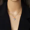 Conjunto de collar y pendientes de cadena de acero inoxidable con colgante de amor y diamantes de imitación de colores, joyería para mujer, moda transfronteriza