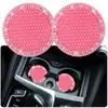 Criativo de fronteira para carro, totalmente com diamantes, silicone, porta-copos de carro, para copo de carro, redondo, tapete antiderrapante, tapete de isolamento térmico, strass, e-commerce