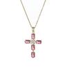 Colar Feminino Transfronteiriço Zircônia Novo Pingente de Cruz Moda Elegante Estilo Europeu e Americano Zircônia Colorida Corrente de Clavícula