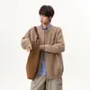 Cárdigan suéter retro estilo americano con doble cremallera, nueva colección de otoño, unisex, corte holgado, top de punto simple con un ambiente relajado