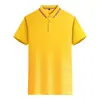 Polo de lujo con cuello a rayas, verano, seda de hielo transpirable, no sudoroso, de manga corta, camisa cultural para equipo corporativo, estilo business casual
