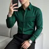 Camisa casual de manga larga a rayas estampada, moderna, libre de arrugas, para hombre, nueva de otoño, transfronteriza, europea y americana