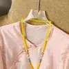 Nueva Camisa Bordada de Tres Cuartos Estilo Chino Nacional para Mujer, Top de Verano Transpirable de Tencel con Cuello Diagonal, Blusa Suave y Rejuvenecedora