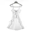 Bata de Noche de Malla de Encaje Transfronteriza Amazon Pijamas Transpirables Conjunto de Ropa para el Hogar Verano 8314 Bata de Tirantes Deseo Puro