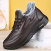 Zapatos Casuales de Encaje para Hombre Más Vendidos Invierno 2026, Parte Superior de Cuero Talla Grande, Forro de Felpa para Calidez, Zapatos de Algodón para Papá de Mediana Edad y Adultos Mayores