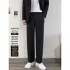Nuevos pantalones casuales para hombre, otoño e invierno, negros, de alta gama, de pierna recta, pantalones casuales retro estilo Hong Kong