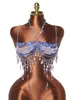 Chaleco AYJ de cruce fronterizo europeo y americano, sujetador moderno de cuentas, top corto sexy de cuentas coloridas, top sexy y colorido de cuentas