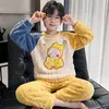 2026 Pijamas Nuevos para Niños Franela Más Terciopelo Engrosado Terciopelo Otoño e Invierno Conjunto Infantil Niños Polar de Coral Ropa de Casa