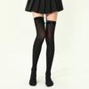 Calcetines de Terciopelo por Encima de la Rodilla para Mujer, Verano Delgados Estilo Japonés con Lazo, Calcetines Altos de Gama Alta hasta el Muslo, Calcetines Largos Lolita Jk