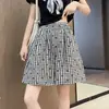 Calças Capri Xadrez Retrô Femininas Verão Cintura Alta Emagrecimento Estampa de Borboleta Calças Casuais Fluidas Casuais Perna Larga Shorts Esportivos