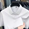 Camisa de Verano Sin Costuras de Manga Corta para Hombre, Delgada, Transpirable, Camisa de Color Sólido, Casual de Negocios, Ropa para Hombre de Manga Media de Seda de Hielo, Estilo Popular