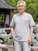Estilo Novo de Verão 2026 Estilo Chinês Terno de Manga Curta para Homens de Meia-Idade e Idosos Casual Solto Fino Roupas de Pai Conjunto de Duas Peças