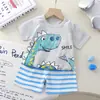 Novo Conjunto de Manga Curta Infantil Meninos Algodão Puro Shorts de Verão Comércio Exterior Meninas Camiseta Roupas Vestuário Infantil Conjunto de Duas Peças