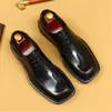 Exclusivo VipZapatos Derby Casual de Negocios de Cuero Patentado Británico para Hombre con Punta Cuadrada y Suela Gruesa Zapatos de Punta Cuadrada para Hombre