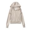 Estilo Chica Americana Sexy Otoño Nuevo Retro Cintura Alta Slim Sudadera Cárdigan con Capucha de Manga Larga con Cremallera Moda de Mujer