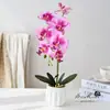 Nova Flor Artificial com 7 Cabeças, Toque Realista, Bonsai de Orquídea Phalaenopsis, Flor Artificial Criativa para Decoração de Mesa, Planta Artificial Verde