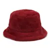 Sombrero de pescador de felpa engrosada de moda para mujer, otoño e invierno, sombrero de cubo cálido de imitación de piel de conejo, sombrero de cubo de color sólido
