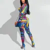 ZL1981 em estoque 2022 estação independente roupas femininas nova estampa camisa de manga comprida calça justa conjunto de duas peças