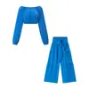 2026 Nuevo Conjunto Casual Europeo para Mujer de Pierna Ancha Cintura Alta Color Sólido Micro-campana Atado Caída Pantalones de Manga Larga