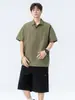 Camisa Polo Corta de Montaña al Aire Libre Estilo Retro Americano 2025 Primavera Nueva, Cuello Camisero, Pulóver de Moda High Street para Hombre