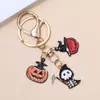 Colgantes de llavero de Halloween transfronterizos europeos y americanos calabaza fantasma gato calavera metal esmalte accesorios para bolso al por mayor