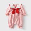 Mameluco para Bebé 2024 Otoño Nuevo Ropa para Bebé Niña Flor Roja Pequeña Traje de Gateo de Manga Larga Ropa para Bebé y Niño Pequeño Dropshipping