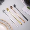 Cuchara cuadrada de acero inoxidable 304 transfronteriza para mezclar café, cuchara para hielo, cuchara de regalo para taza, cuchara mezcladora para té con leche, miel, bar