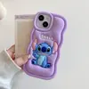 Funda de Silicona para Teléfono Happy Stitch de Ola Adecuada para iPhone 17 Pro Max/15/16/13 Protección Anti-Caídas