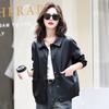 Chaqueta de Cuero Haining para Mujer Corta Otoño Nueva Casual Elegante para Viajar Chaqueta de Piel de Cabra Chaqueta Versátil para Personas Bajas