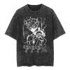 Camiseta holgada de manga corta con estampado batik, estilo japonés, clásico, sencillo, de gran tamaño, estilo urbano, vintage, con dibujos animados