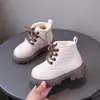 Dr. para Niñas. Martens 2026 Nuevas Llegadas de Invierno Bebé Más Terciopelo Calidez Botas de Cuero para Niños Estilo Británico Botines con Cordones
