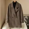 Pequeña cantidad de ropa otoño nuevos lanzamientos mezcla de lana abrigo de lana doble faz 2026 abrigo de lana casual de longitud media para mujer