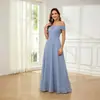 2026 Europeo y Americano transfronterizo Amazon azul banquete dama de honor nuevo vestido de noche para mujer