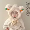 Gorro y bufanda para niños, gorro de una pieza, invierno, con felpa, extra grueso, gorro con protección para orejas de bebé, niño, niña, a prueba de viento, conjunto de dos piezas, moderno