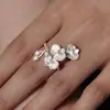 Nuevo Anillo de Orquídea de Diamante Brillante Chino para Mujer Elegante Artístico Diseño de Forma de Flor Fresco y Refinado Anillo Abierto Ajustable