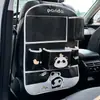 Bolsa de Armazenamento para Carro de Desenho Animado Panda Fofo Bolsa de Armazenamento para Carro Resistente ao Desgaste de Couro Almofada de Proteção Antichoque para Encosto de Cadeira Multifuncional