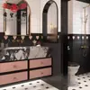 Azulejos de Baño Retro Franceses 200 Azulejos de Rodapié Corazón Negro Azulejos para Piso de Baño Azulejos de Pared de Baño Blanco y Negro