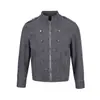 Estilo Palacio Chino Retro Lavado Desgastado Desconstruido Mezclilla Lona Ropa de Trabajo Chaqueta Corta Cuello Alto