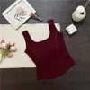 Camisola para chica atractiva con copas de sujetador incorporadas, adecuada tanto para llevar debajo como por encima, hermoso diseño de espalda, top básico de una pieza de color liso, corto, ajustado