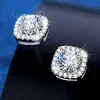 Brincos de Prata Esterlina S925 com Moissanita Cubo de Açúcar para Mulheres, Brincos de Diamante Moissanite Cor D de Alta Qualidade, Presente, Joias de Prata Transfronteiriças Europeias e Americanas