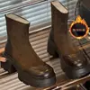 Botas Martin Vintage para Mujer Otoño e Invierno 2025 Más Vendidas Estilo Británico Aumentadoras de Altura Suela Gruesa Botas Ajustadas con Forro de Lana Botines Cálidos